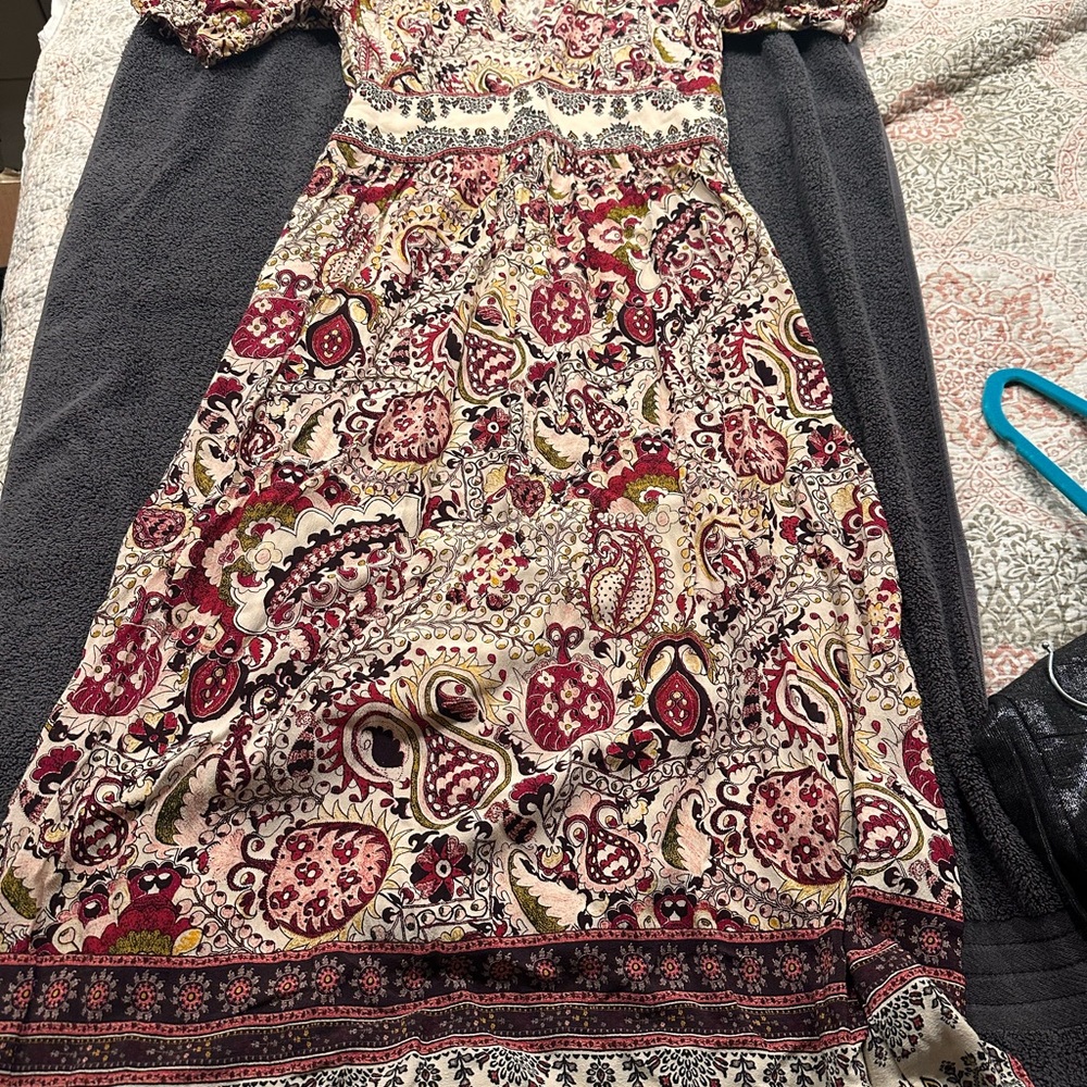 ba&sh Red and Cream Paisley Maxi Dress